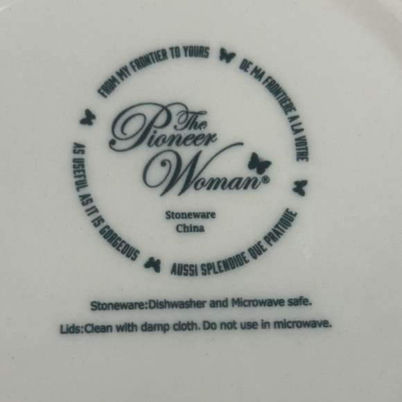 Pioneer Women Floral Kitchen Storage Canister Blue Stoneware 5" Engraved - Picture 3 of 9